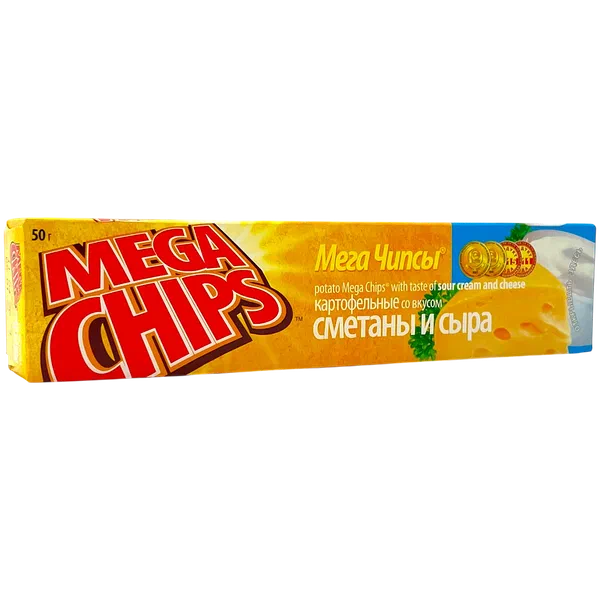 Чипсы Megachips картофельные пластинки сметана и сыр 50г кор Белоруссия 42