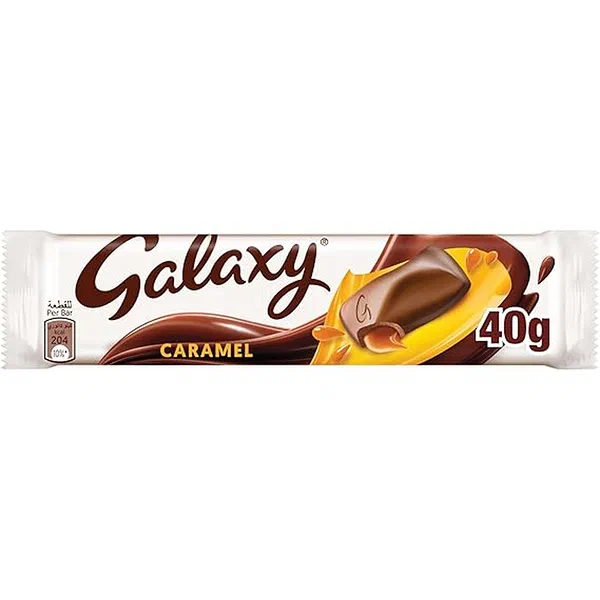 GALAXY CARML CHOCLT 40G - GOOEY CARAMEL FILLED GALAXY CHOCOLATE BAR