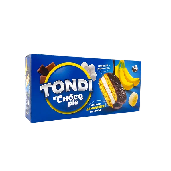 Tondi Choco Pie жылтыр. банан 180г печеньеси
