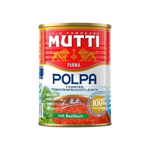 Томаты Mutti кубики в томат. соке с базиликом 400г ж/б