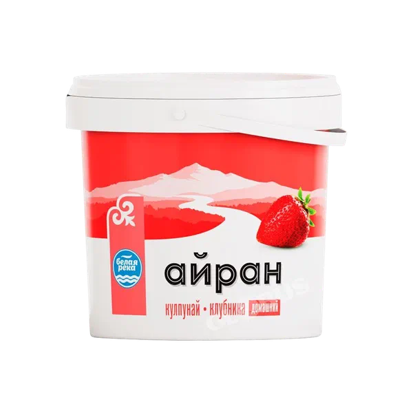 Айран Белая Река клубника 920г ведро