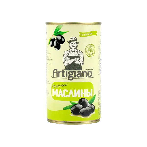 Маслины Artigiano конс. черн б/к 300г ж/б