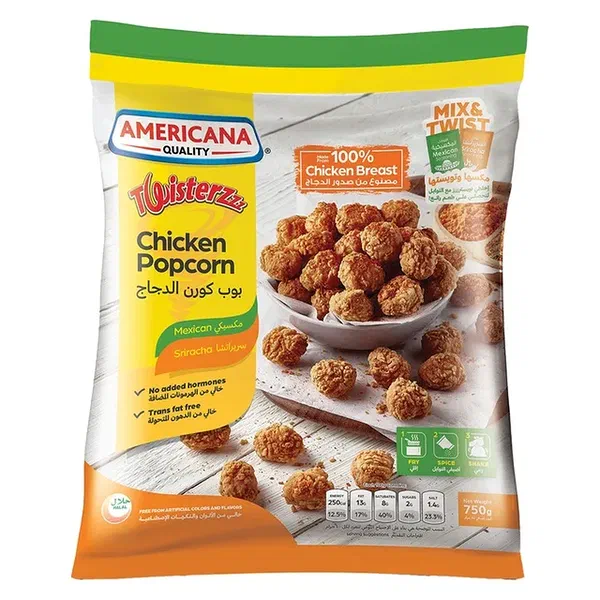AMERICANA TWISTER SPICY SEASONED POPCORN CHICKEN 750G