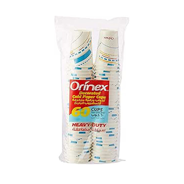 Orinex Decorated Cold Paper Cups 9Oz 60Pcs