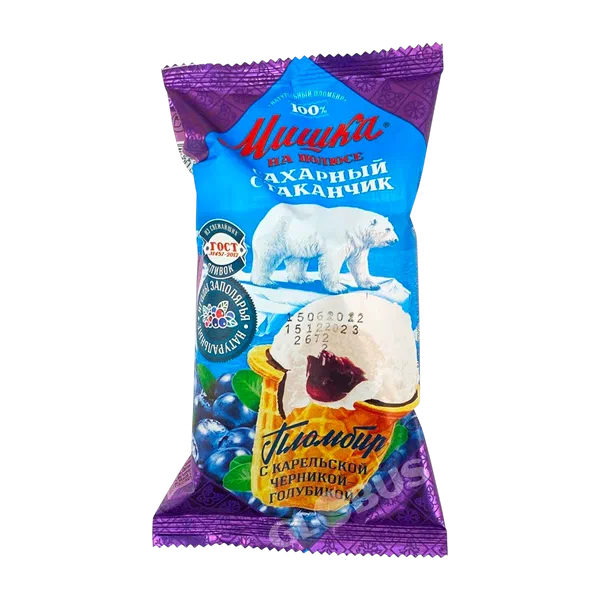 Мороженое Мишка на полюсе с черникой/голубикой 70г стак.