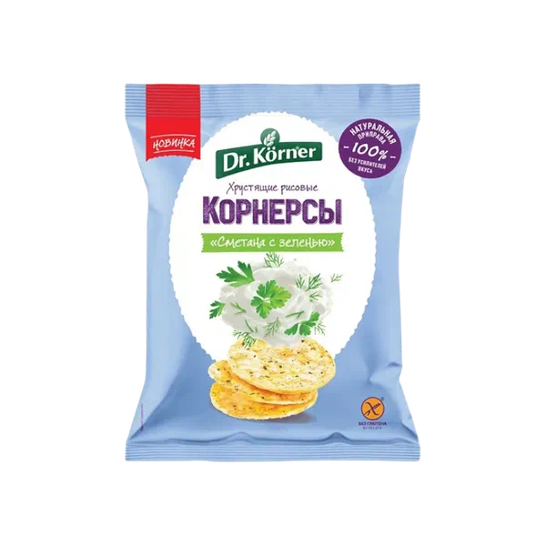 Чипсы Dr.Korner Рисовые сметана/зелень 40г
