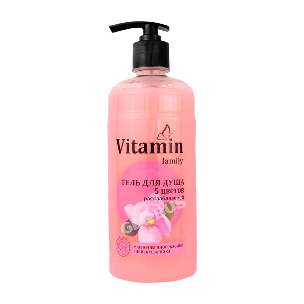Гель д/душа Vitamin family 5 цветов расслаб 650мл