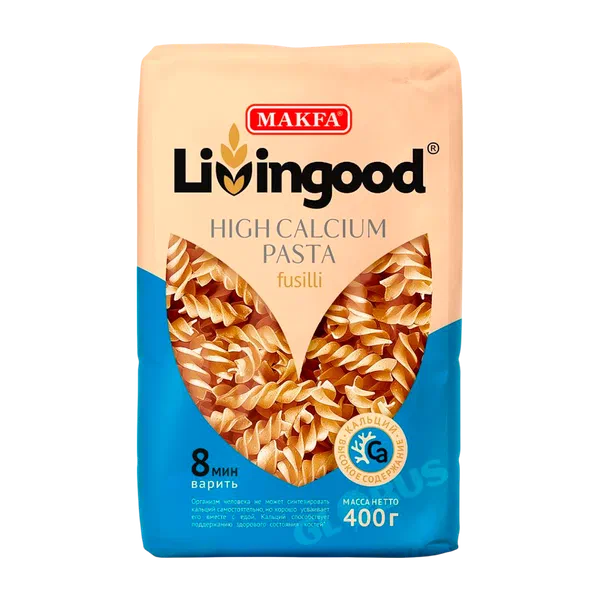 Макароны Макфа Livingood High calcium pasta fusilli спирали 400г