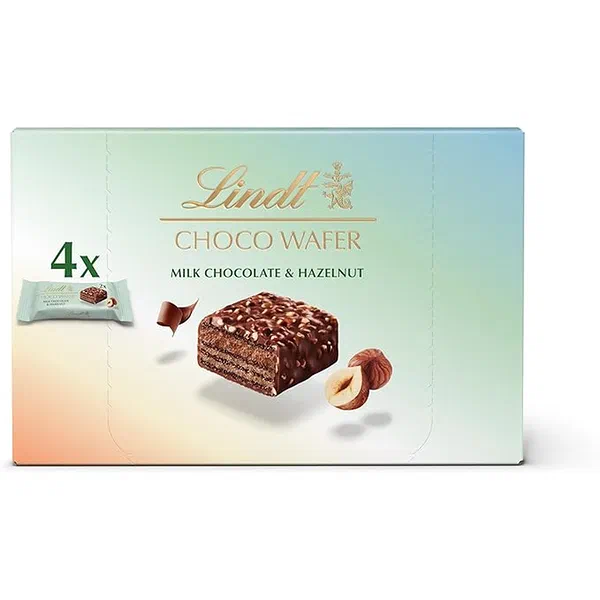 LINDT C-WAFER CHOC-HAZELNUT 135G - CHOCOLATE HAZELNUT WAFER TREATS