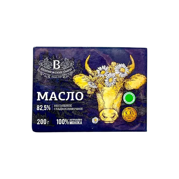 Масло сливочное Беловежские Сыры 82,5% 200г