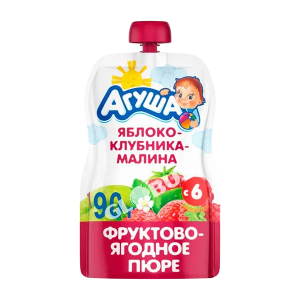 Пюре дет. Агуша фрукт. ябл.клуб.малина с 6мес 90г д/п ВБД