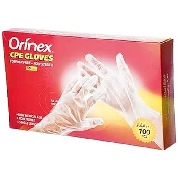 ORINEX WHITE MEDIUM POWDER-FREE DISPOSABLE VINYL GLOVES 100-PC