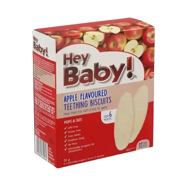 HEY BABY ORGANIC APPLE INFUSED TEETHING BISCUITS 50G