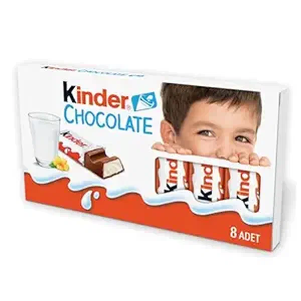 KINDER CHOCOLATE 8 BARS 100GM - KINDER MILK CHOCOLATE 8 MINI BARS