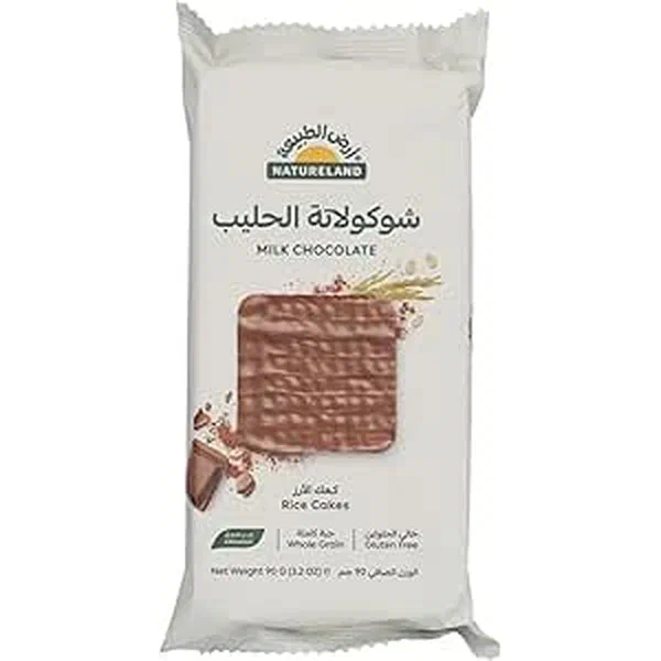 NATURELAND RICE CAKE MILK CHOCOLATE 90G - MILK CHOCOLATE RICE CAKES