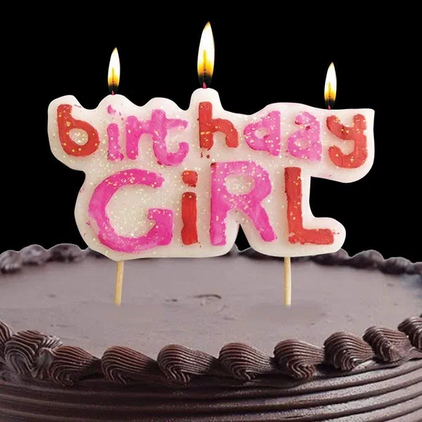 BINDAWOOD TRADITIONAL "BIRTHDAY GIRL" PINK FESTIVE CANDLE