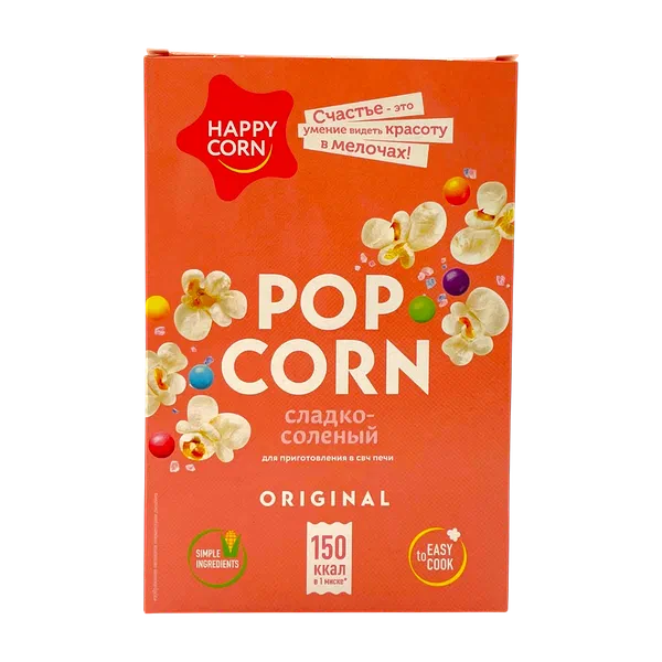 Happy Corn татту түздү попкорну СВЧ микротолкунду 100г