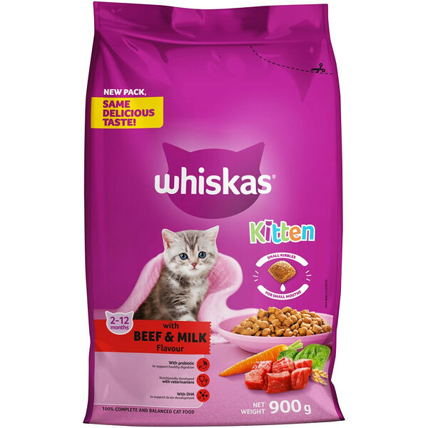 Whiskas Dry Kitten Beef 900g