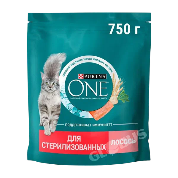 Корм д/кошек Purina One д/стерил лосось/пшеница 750г