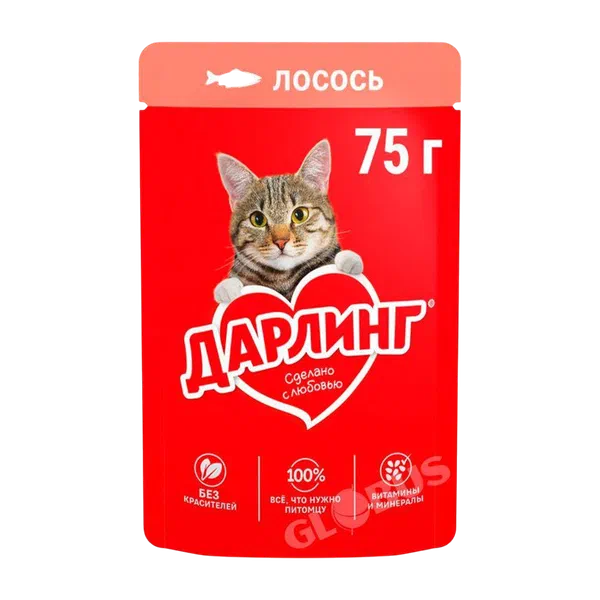 Корм Darling д/кошек лосось в подливе 75г
