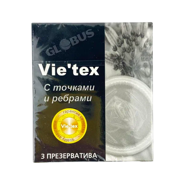 Презерватив Vie'tex с ребрами и точками 3шт
