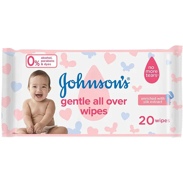 JOHNSON’S GENTLE ALL-OVER BABY WIPES TRAVEL PACK 20-COUNT