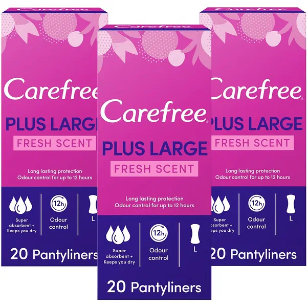 CAREFREE MAXI BLUE LARGE FRESH SCENT PANTYLINERS 40+8 FREE