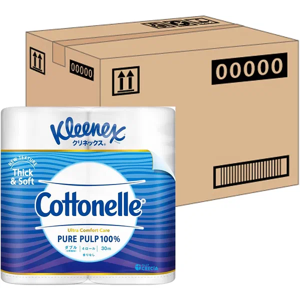 KLEENEX COTTONELLE DOUBLE SOFT TOILET PAPER ROLLS 4-PACK