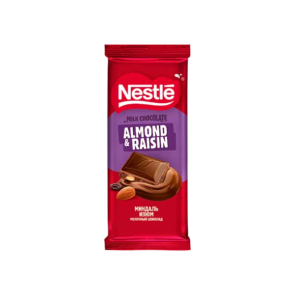 Шоколад Nestle мол. с миндалем и изюмом 75г