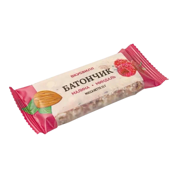 Батончик Вкусвилл злаковый малина миндаль 35г