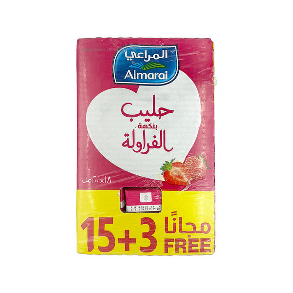 Almarai Strawberry Flavoured Milk 200 Ml X 15+3 Free