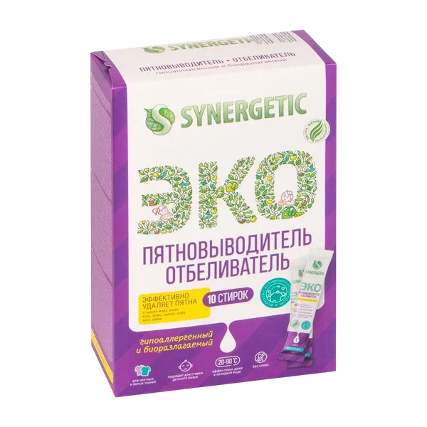 Пятновыводитель-отбеливатель Synergetic актив кислород 10 стиков