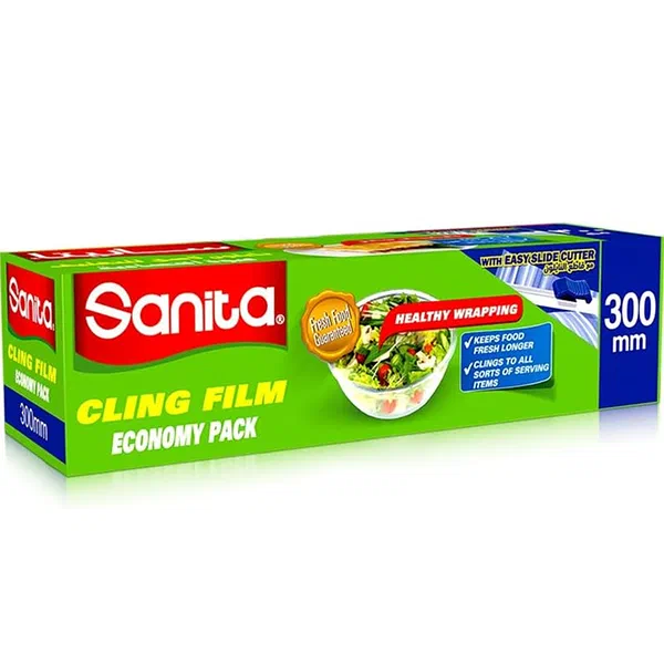 SANITA PREMIUM CLING FILM HIGH-CLARITY FOOD WRAP 300-SQ FT