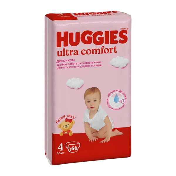 Подгузники детск Huggies UC 4 д/дев 66шт