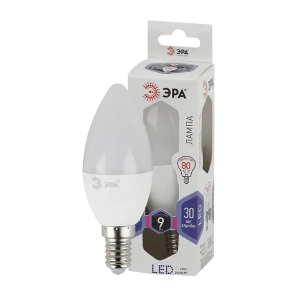 Лампочка св/диод ЭРА LED smd B35-9w-860-E14