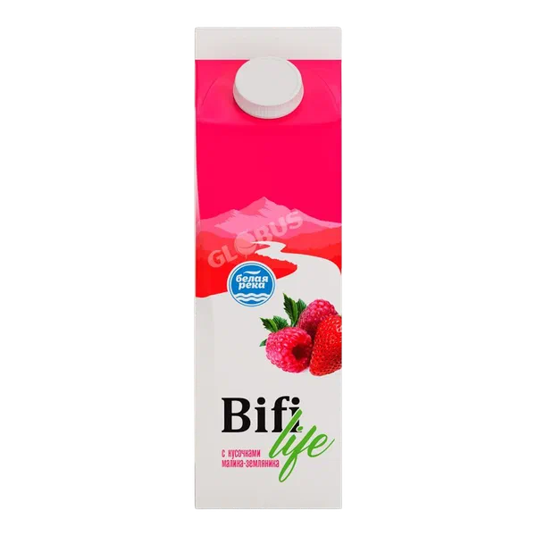 Кефир Бифилайф с кусочками малина-земляника 500г