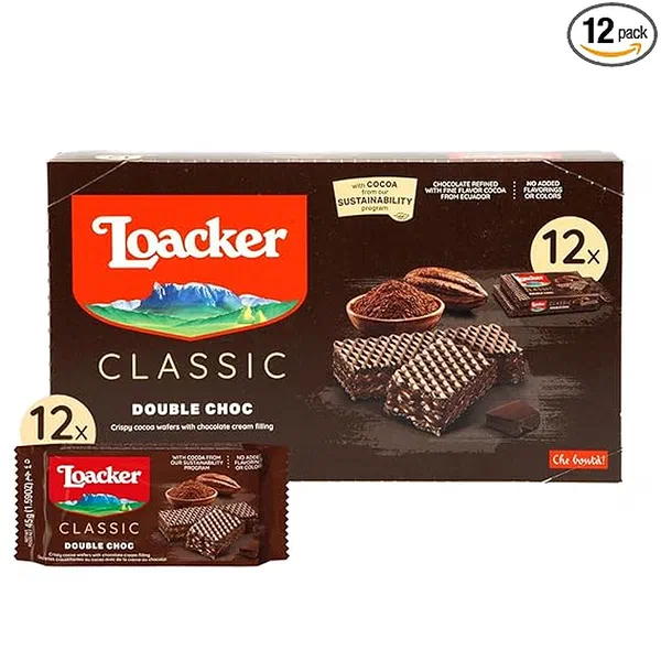 LOACKER COCOA & MILK WAFER 125GM - COCOA MILK WAFER BISCUITS