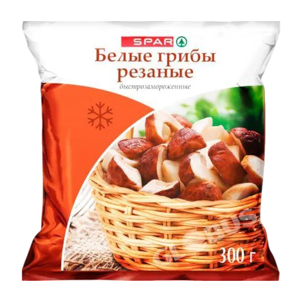 Грибы SPAR белые резанные заморож 300г ф/п SPR1