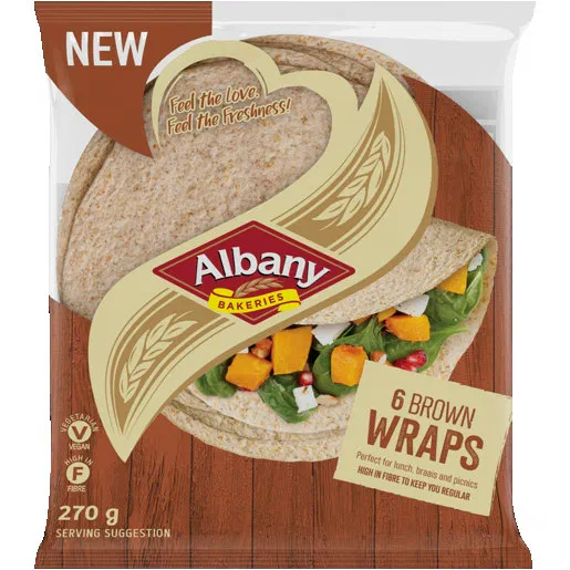 Albany Superior Brown Wheat Wraps 6 x 45g