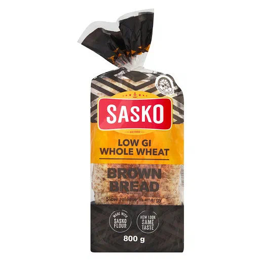 Sasko Low Gi Whole Wheat Brown Bread 800g