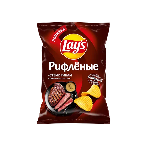 Чипсы Lay's Рифл. Стейк Рибай с перечным соусом 140г п/п Фрито Лей Россия 19