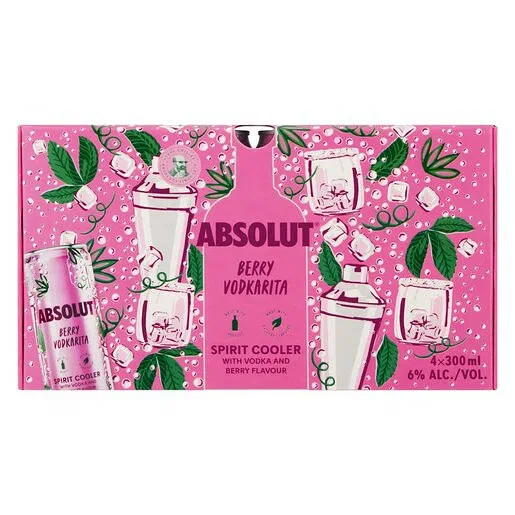 Absolut Berry Vodkarita Spirit Cooler 300ml 4 Pack