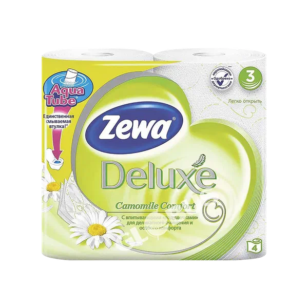 Бумага туал Zewa Deluxe Camomile 3сл 4рул
