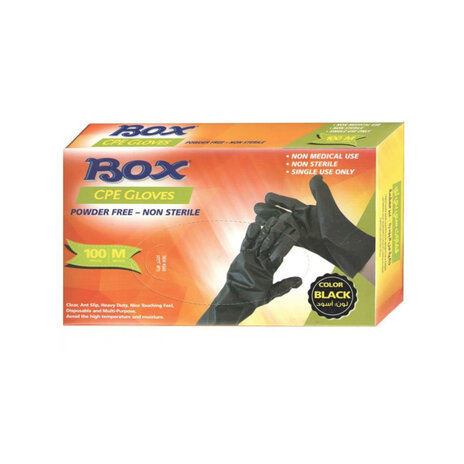 Orinex Powder Free Black Cpe Gloves (M)