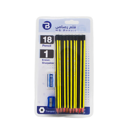 HB Pencil 18+1Eraser+1Sharpener Bq-2178