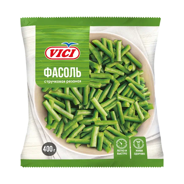 Фасоль Vici стручковая резанная заморож 400г