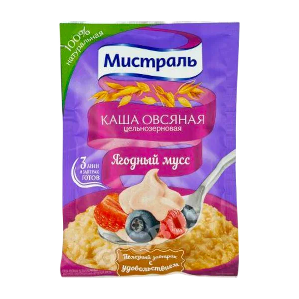 Каша Мистраль овсян ягодный мусс 40г пак