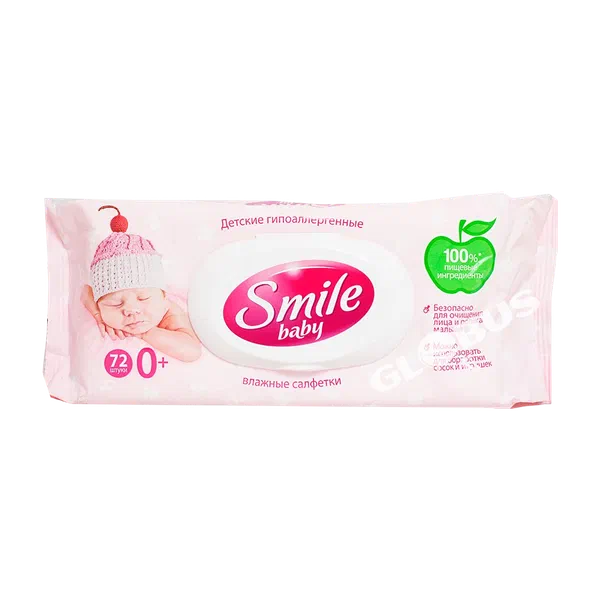 Салфетки влажн Smile baby розовые 72шт
