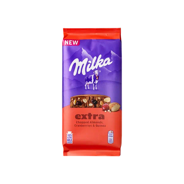 Шоколад Milka Extra мол минд/клюква/киноа 130г
