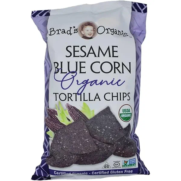 BRADS ORG SESAME BLUE CHIP 9OZ - ORGANIC SESAME BLUE CORN CHIPS